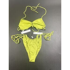 Monica Hansen Beachwear NWT Lurex Bikini Set Green Size Small‎ MSRP $288
